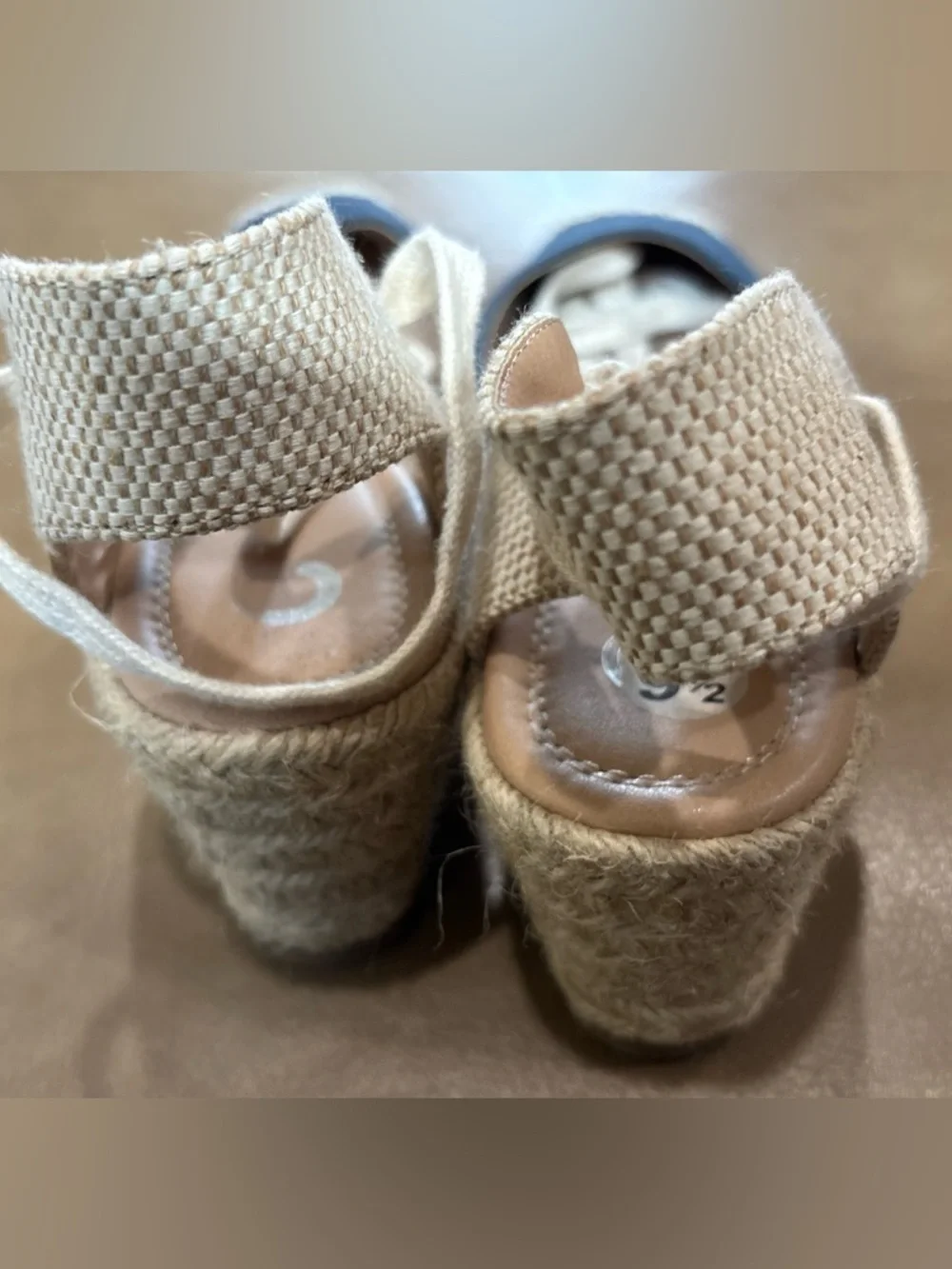 Journee Collection Navy and Cream Espadrille Wedge Sandals